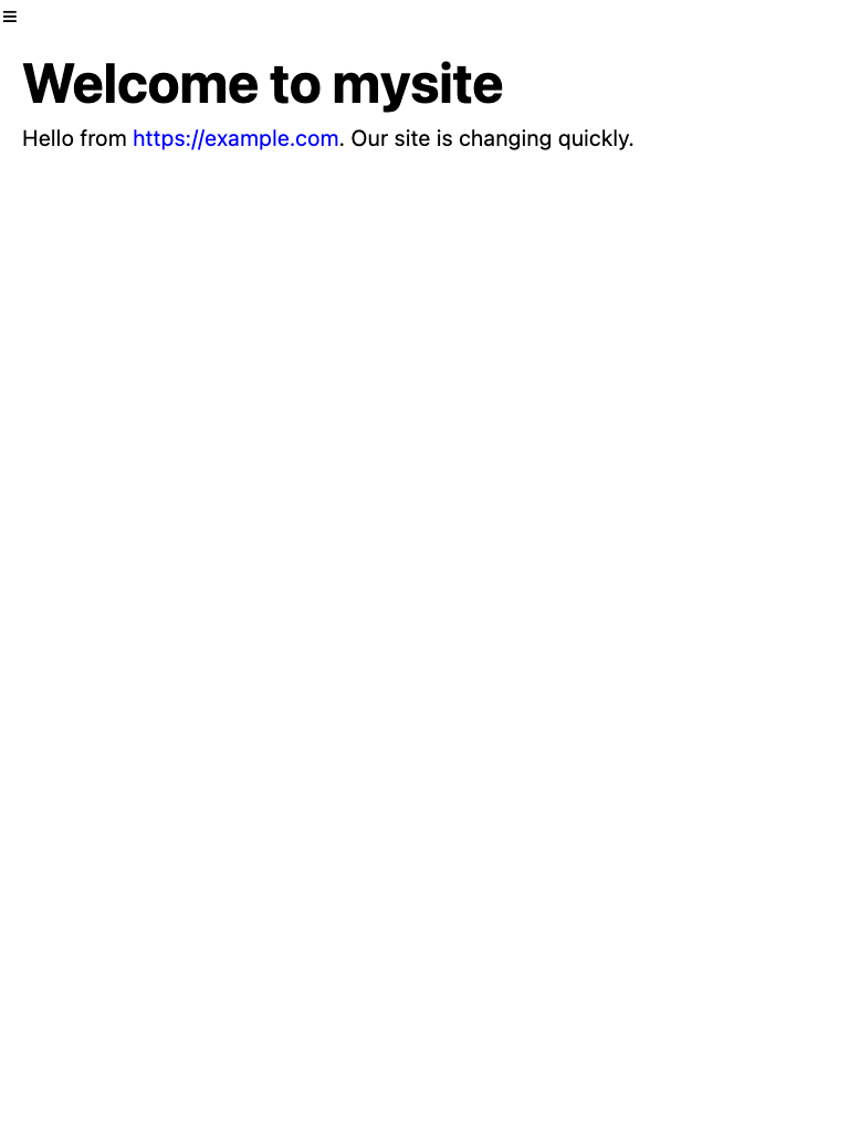 Screenshot of the PocoCMS Base theme with closed burger menu