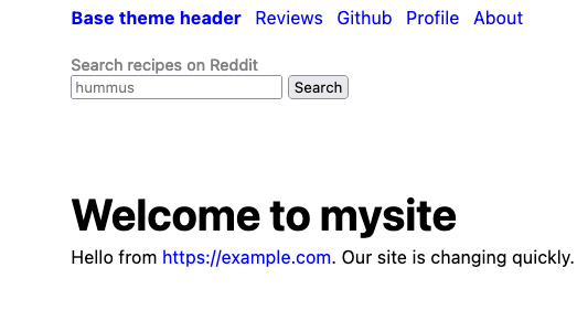 Screenshot of Base theme with nav replaced by Reddit Search