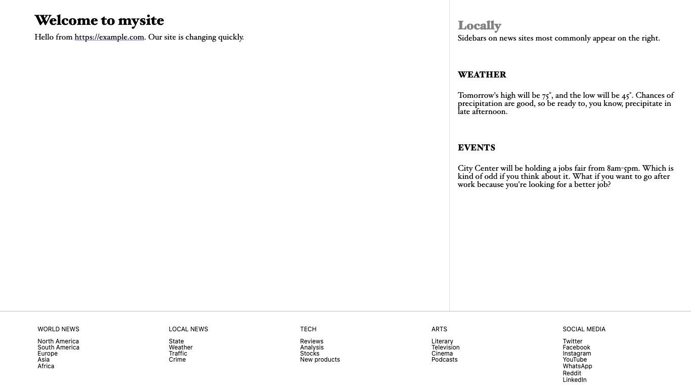 Screen shot of Informer theme with header and nav suppressed