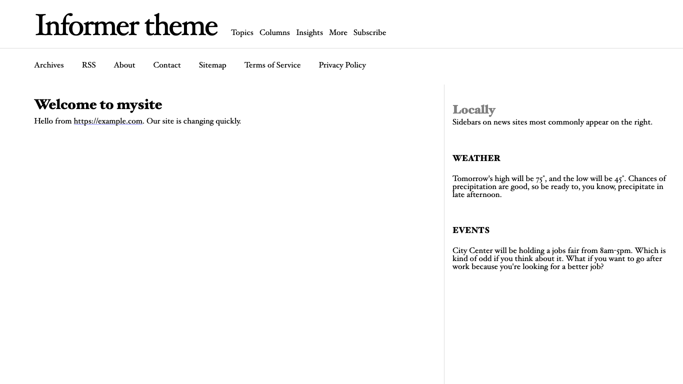Screenshot of PocoCMS Informer theme