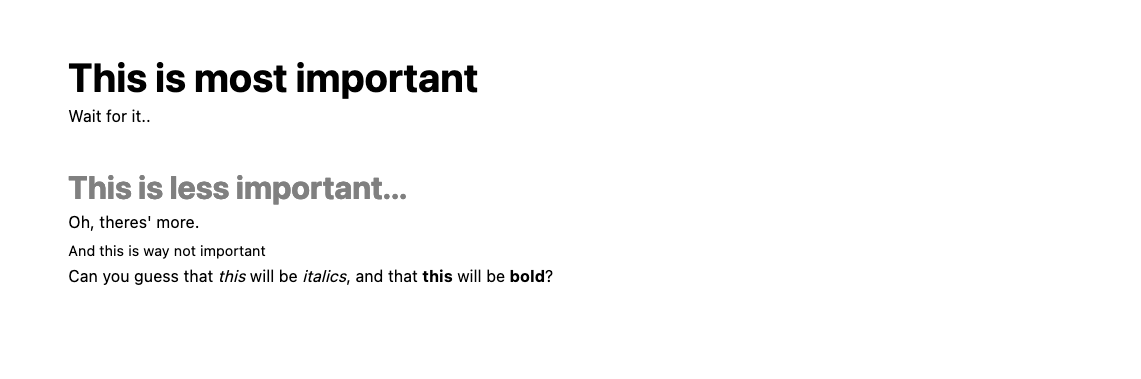 Screenshot showing the previous Markdown sample rendered as HTML