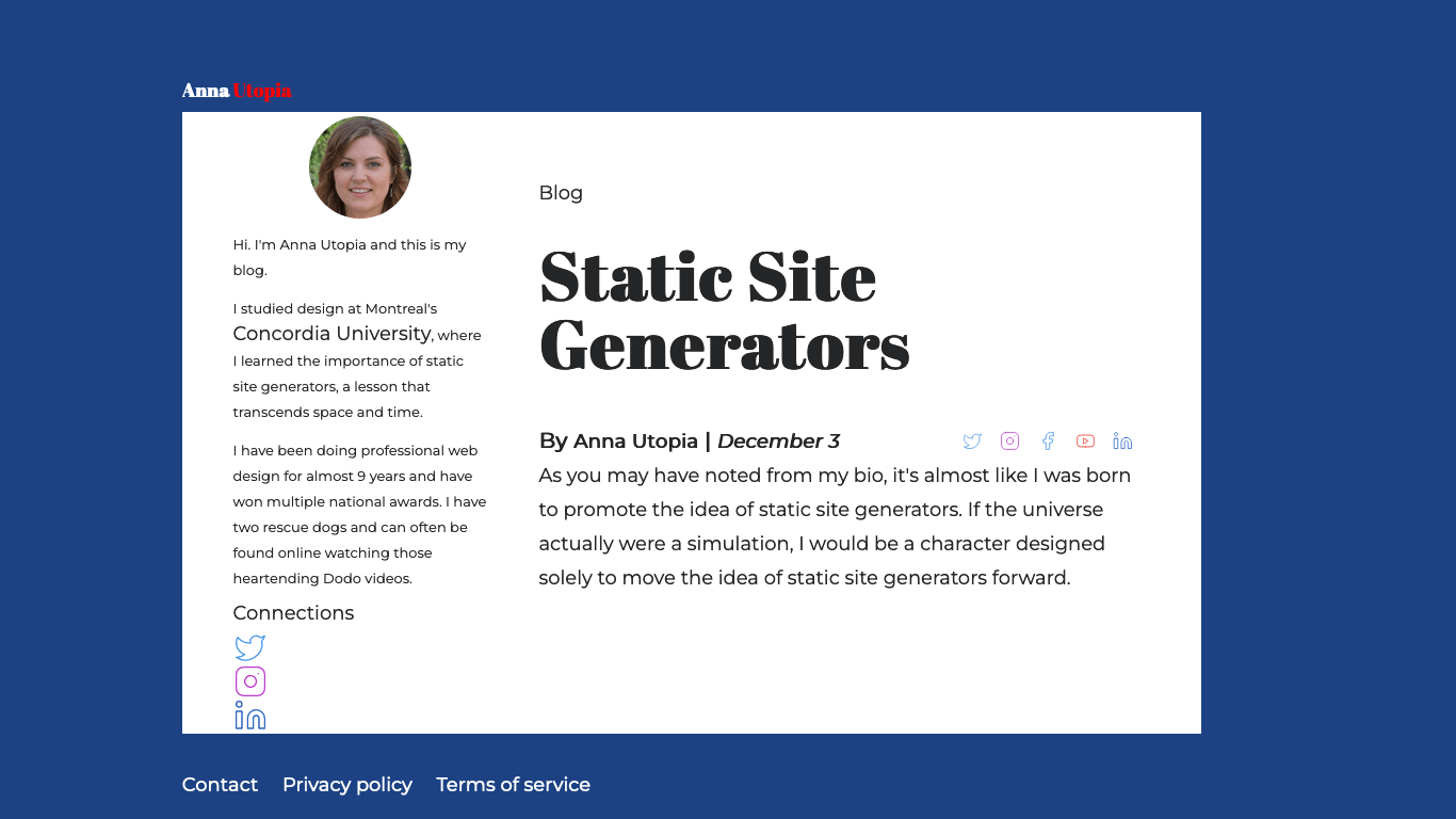 Screenshot of updated header and header style
